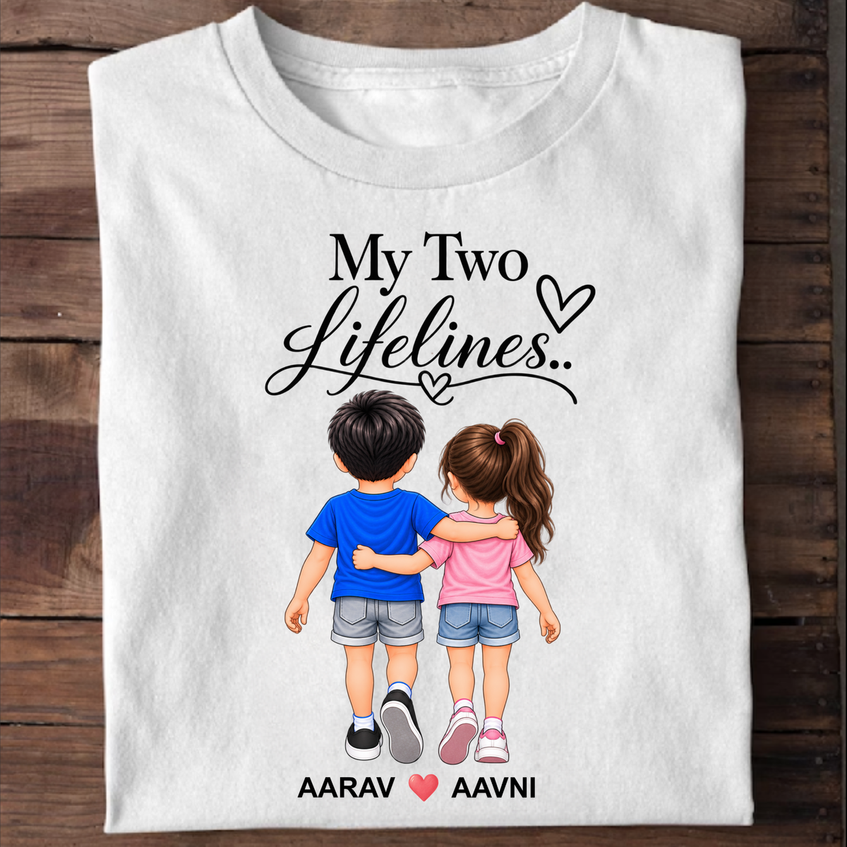 CUSTOMIZED-MY TWO LIFELINES (KIDS) CLASSIC T-SHIRT