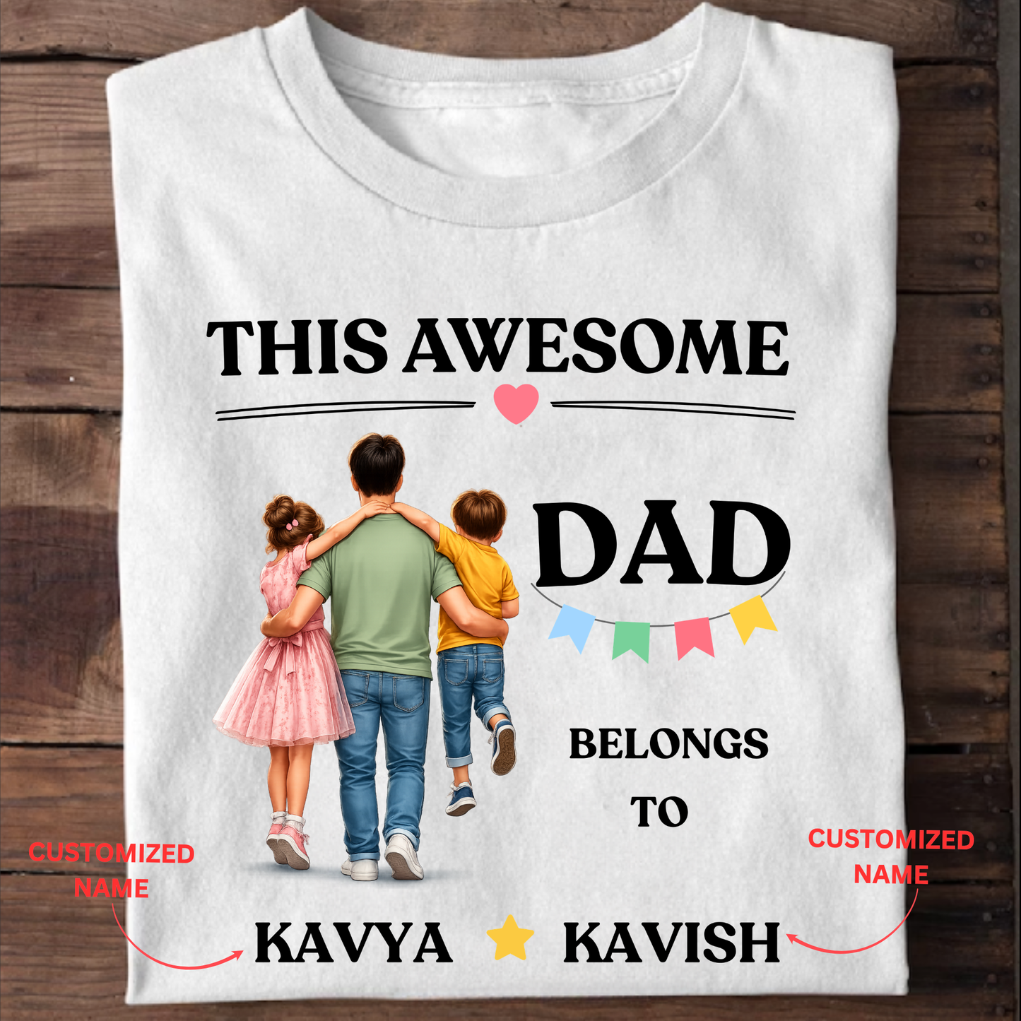 CUSTOMIZED - AWESOME DAD AND KIDS CLASSIC T-SHIRT