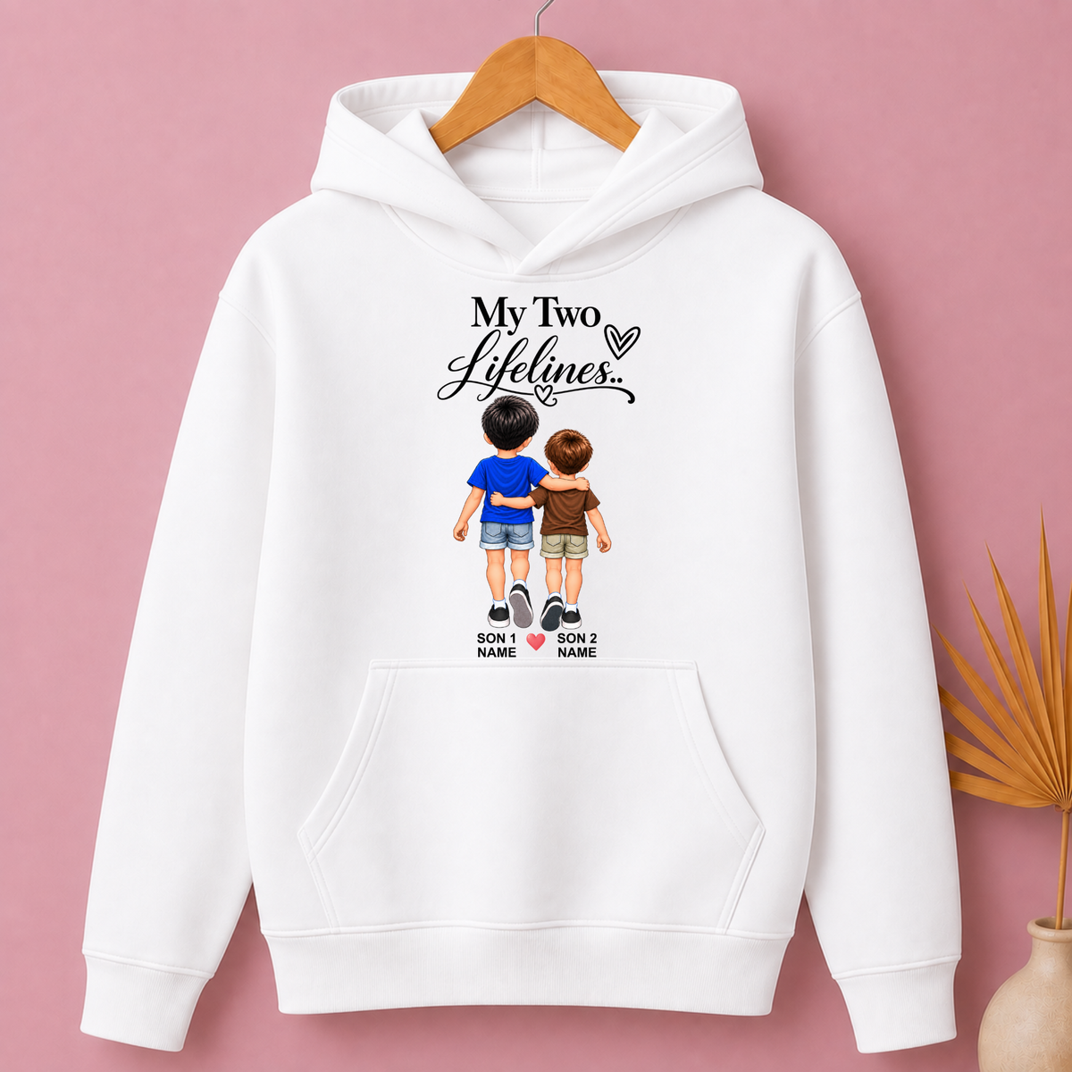 CUSTOMIZED-MY TWO LIFELINES (TWO SONS) PREMIUM HOODIE